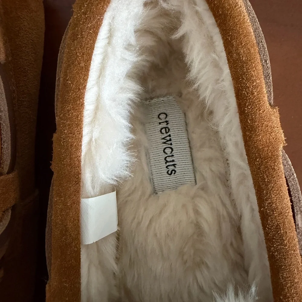 Crewcuts by J.Crew Youth Suede Faux-Shearling Moccasin Slippers Toddler Size 12